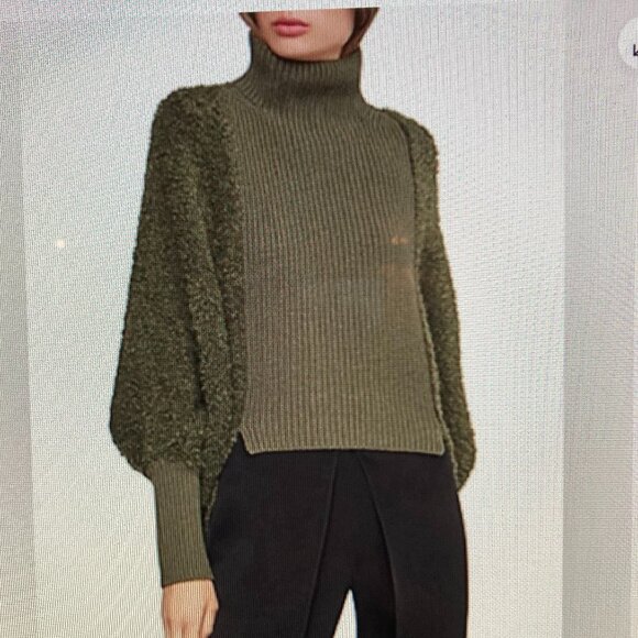 BCBGMaxAzria Sweaters - BCBGMaxAzria Green Mock Neck Sweater Batwing Women Size Small